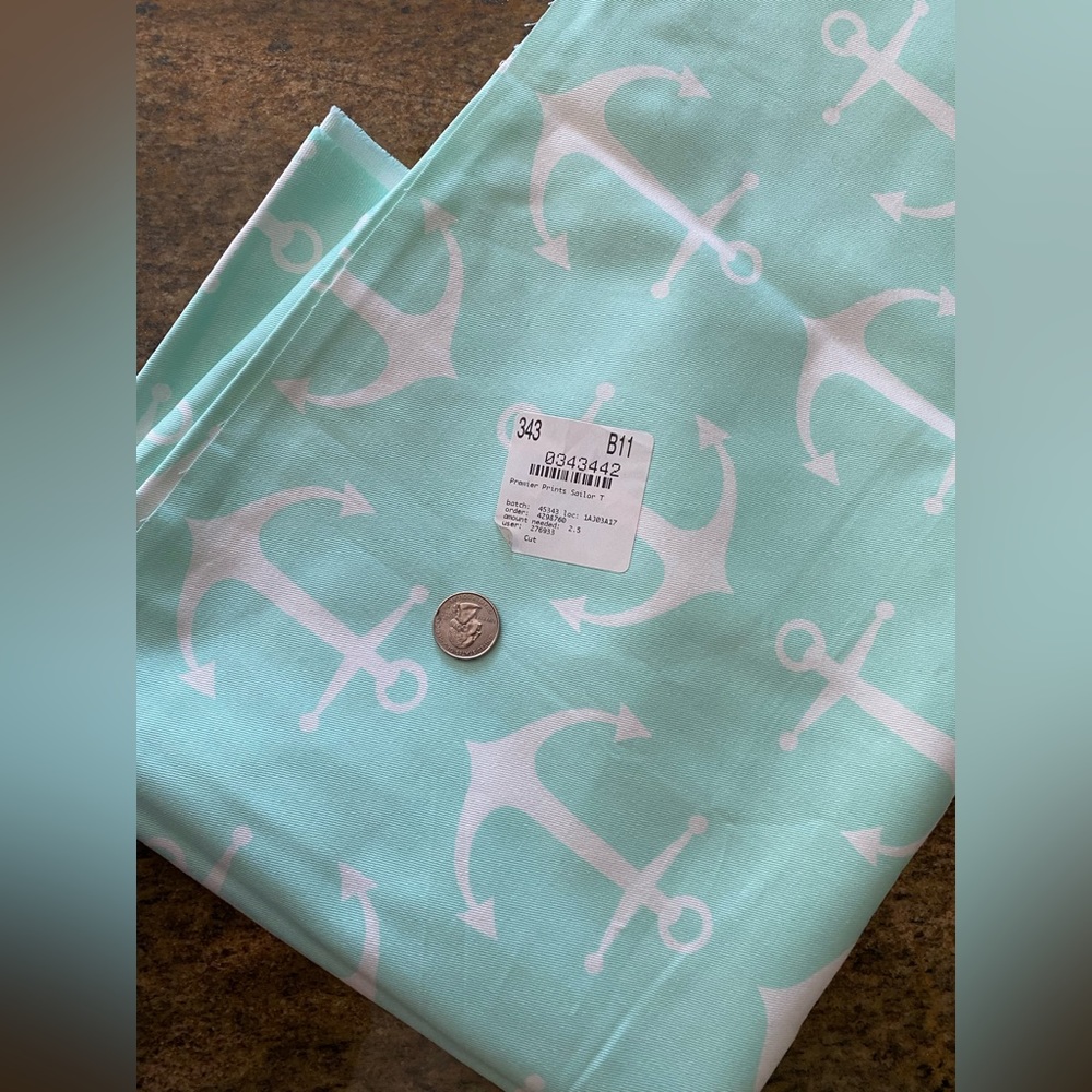 Premier Prints Mint Anchor Fabric